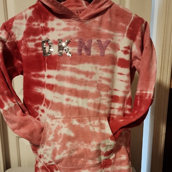 DKNY Red Tie-Dye Kids Hoodie - Picture 1 of 3